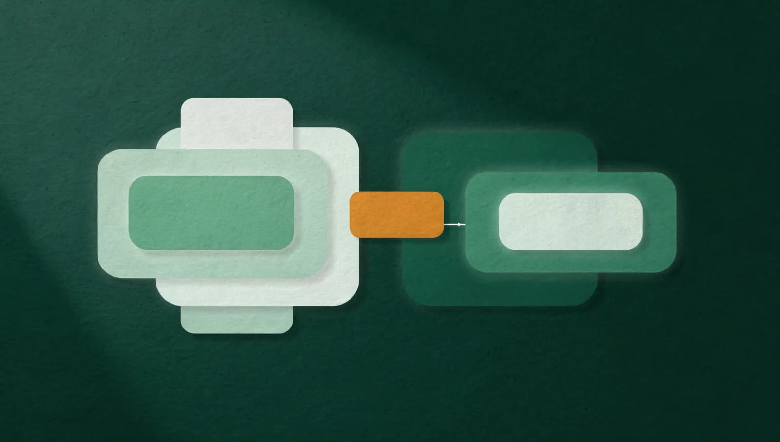 Verschachtelte Container, die sich neu ordnen, als Sinnbild für Reorganisation